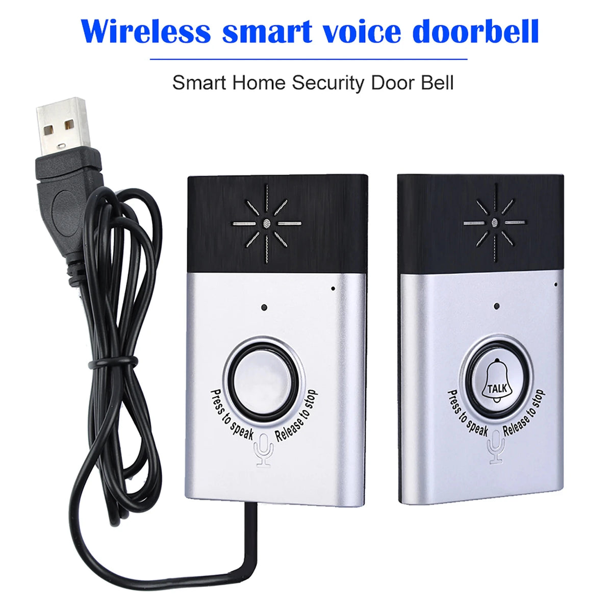 Wireless Voice Intercom Doorbell 2-way Talk Monitor with 1*Outdoor Unit Button 1* Indoor Unit Receiver Home Security Door Bell Vue