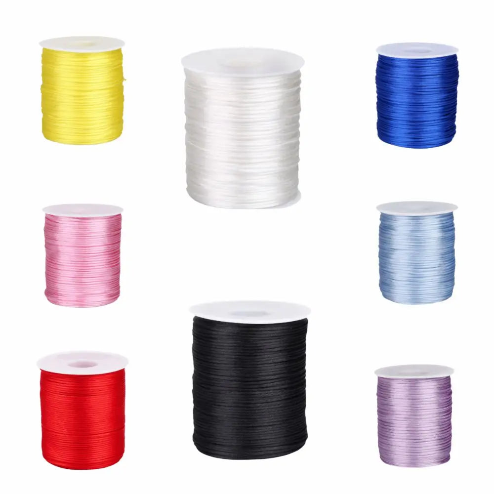 100m Craft String 1.5mm Satin Rattail Cord Solid Color Durable Braided Cord Smooth Versatile Silk Rope Chinese Knotting Vue