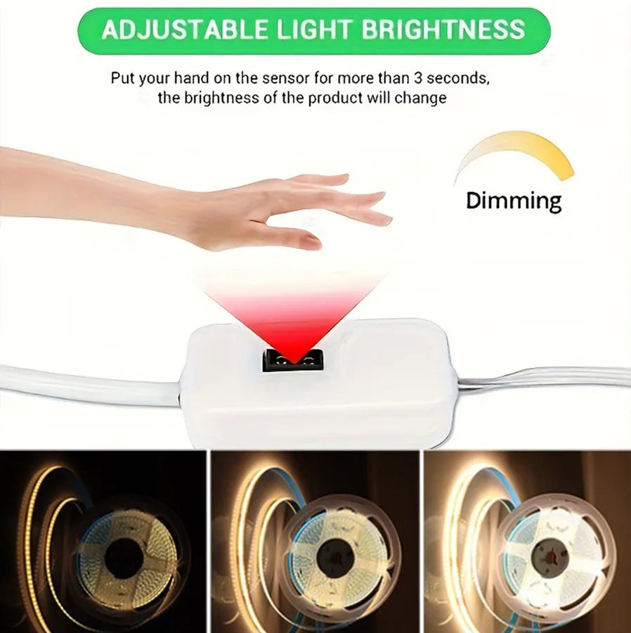 COB LED Strip Light Motion Sensor RA90 USB 5V Flexible Ribbon Linear Tape High Density Dimmer For DIY TV Mirror Backlight Decor Vue