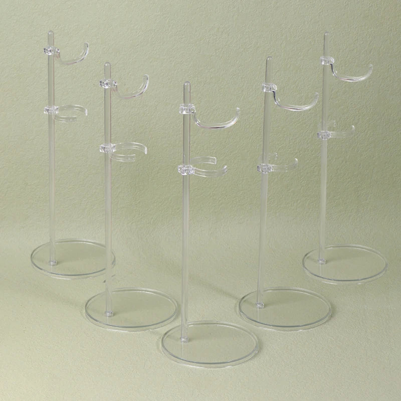 5Pcs Transparent Racks Mannequin Model Stand Doll Dress Support Doll Holding Stands Dollhouse Adjust Universal Doll Display Rack Vue