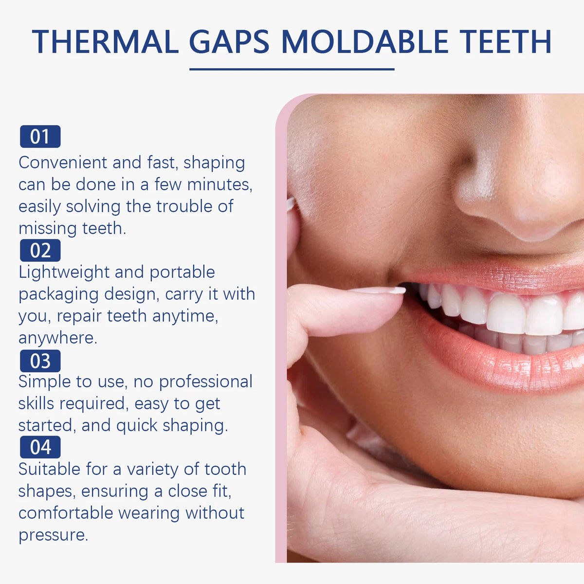 Moldable Solid Dental Adhesive: Temporary Tooth Filling for Repairing Cavities, Denture Repair, and Tooth Gap Filling Vue