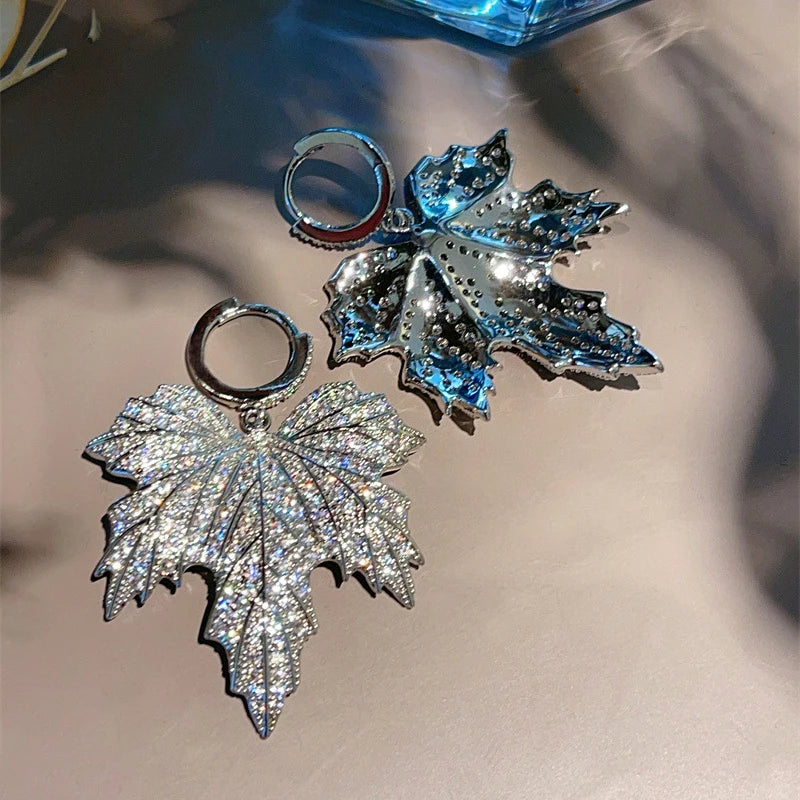Huitan Leaf Cubic Zirconia Dangle Earrings – Statement Jewelry Drop Dangle Earrings Vue