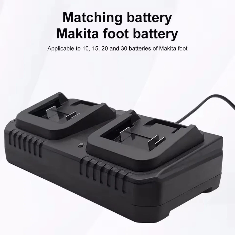 Dual Slot Charger 18V 21V Li-ion Battery Charger for Makita BL1415 BL1815 BL1830 BL1850 Electric Drill Power Tools EU US Plug Vue