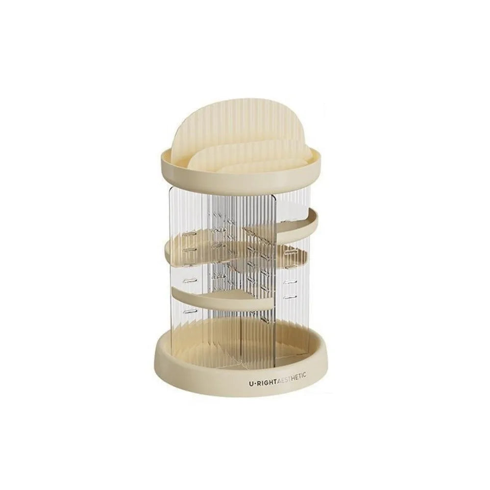 Large Capacity Multi-layer Storage Rack Space Saving Plastic Cosmetic Organizer Transparent Bathroom Storage Tray Vue Beige