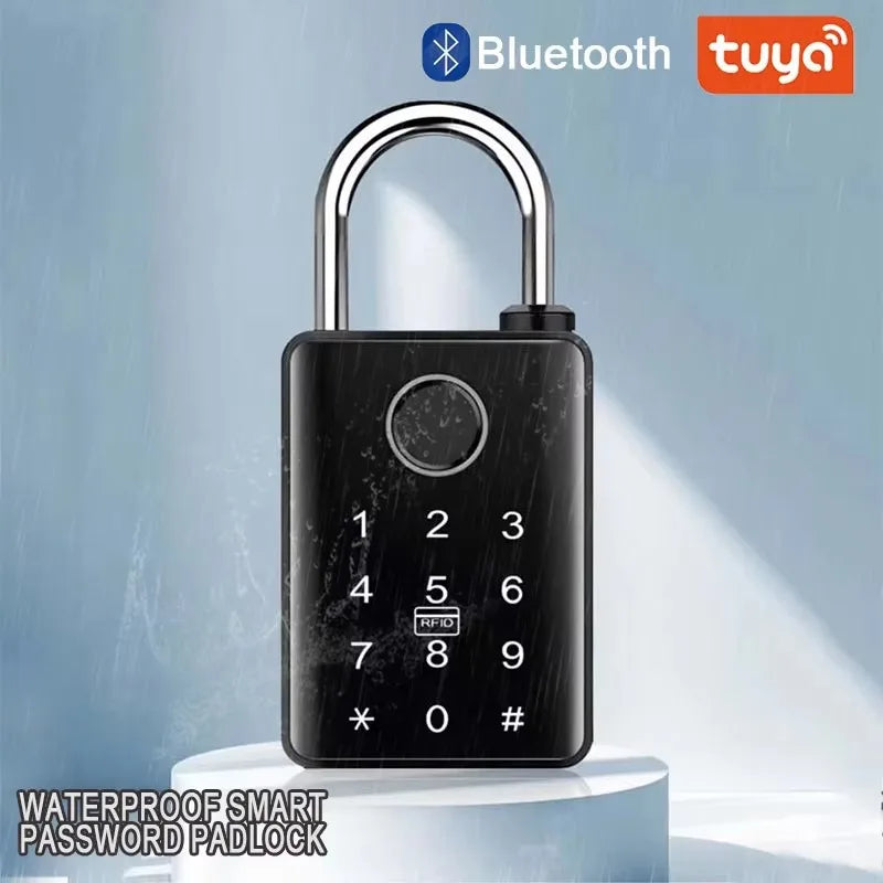 Waterproof Tuya Pasword Padlock Fingerprint Electronic Lock Keyless Unlock Heavy Duty Padlock for Home House Warehouse Garage Vue