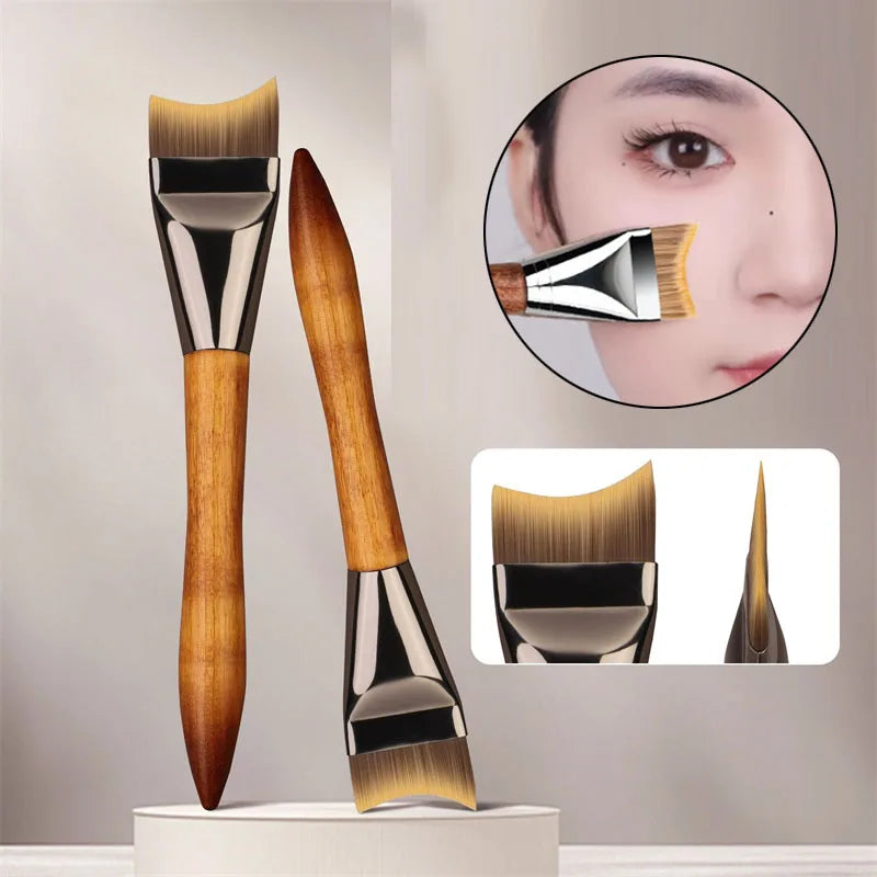 Ultra Thin Crescent Foundation Brush Curved Crescent Fish Tail Foundation Brushes Non-Powder Absorbing Face Mask Makeup Brush Vue