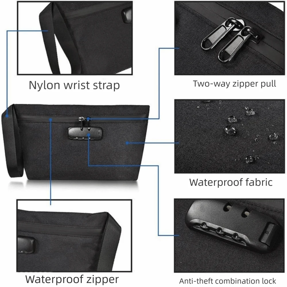 Combination Lock Smell Proof Stash Bag Carbon Lined Waterproof Smell Isolation Case Double Zipper with Handle Vue