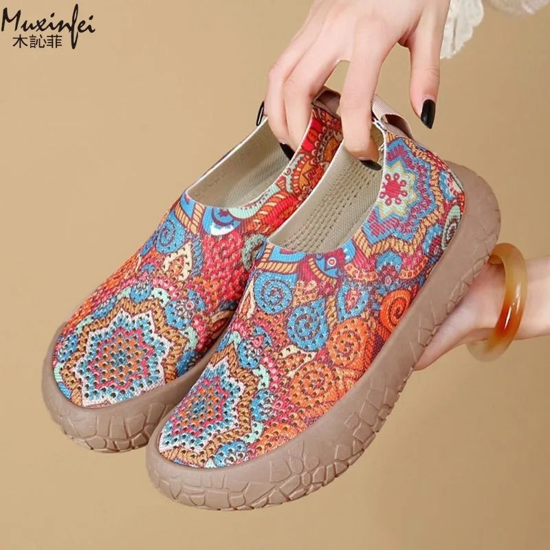 Women's Breathable Printed Flat Slip-On Shoes | Casual & Sporty Women's Flat Shoes Vue