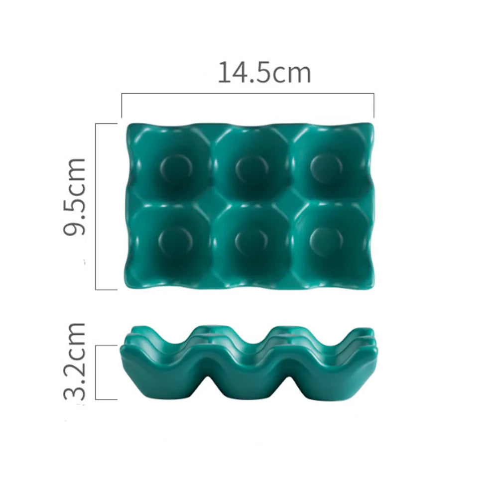 1pcs 6 Grids Egg Holder Ceramic Anti-Slip Egg Box Refrigerator Shockproof Egg Tray Holder Storage Box Home Storage Organization Vue