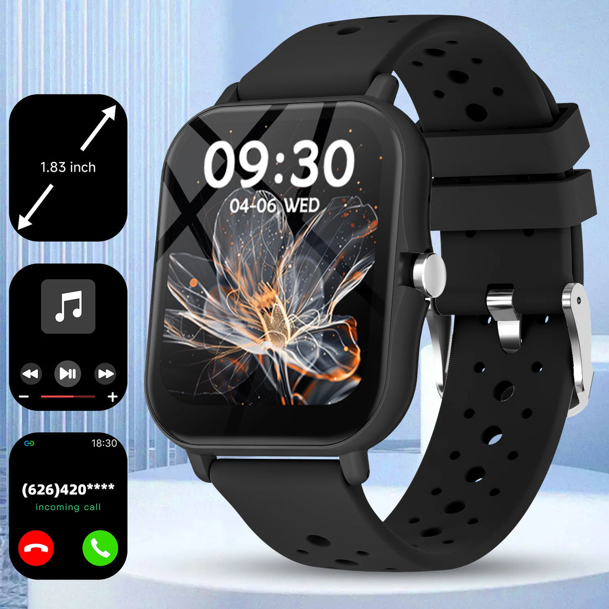 2026 New Sport Smartwatch for Android/IOS Sleep Monitoring Fitness Tracker BT Call Voice Assistant Men Women Watch Gifts Choice Vue black-dd