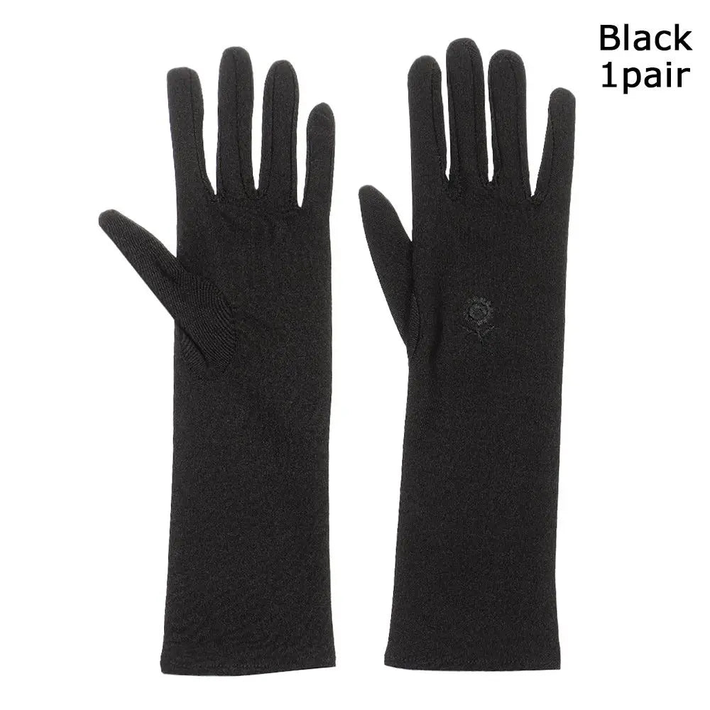 Summer Spring Slip Resistant Thin Driving Gloves Etiquette Anti UV Vue black