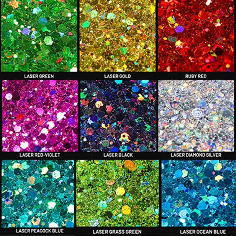 Holographic Chunky Glitter Sequins 50g Mixed Size Laser Sparkle Flakes For DIY Nail Hair Skin Music Festival Vue