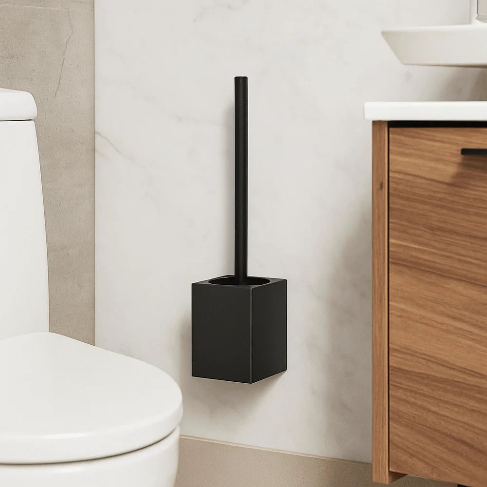 Metal Shell Toilet Brush Set Wall-Mounted Rustproof Toilet Cleaning Brush No Dead Angle Nail Free Installation Vue