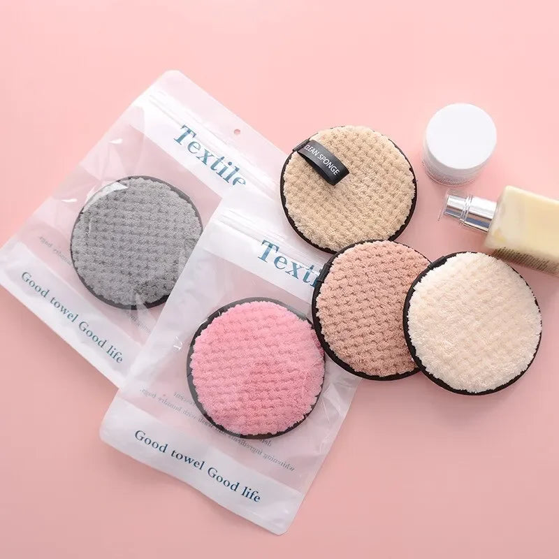 4PCS Cleaning Care Sponge Skin Makeup Towel ToolMakeup Remover and Faci Makeup Remover Microfiber Cotton Pad Cosmetics Washable Vue