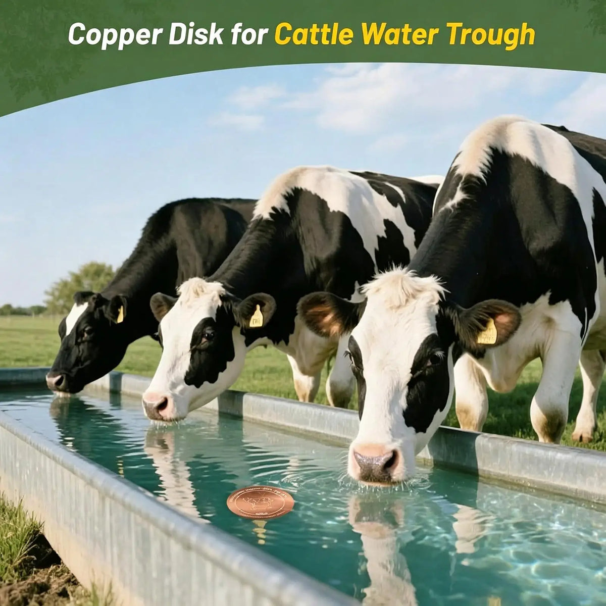 4 Inch Animal Copper Disc, Physical Safe Cleaning Purifier for Bird Baths, All-Season Pool Pond Cleaner for Farm Ranch Outdoor Vue
