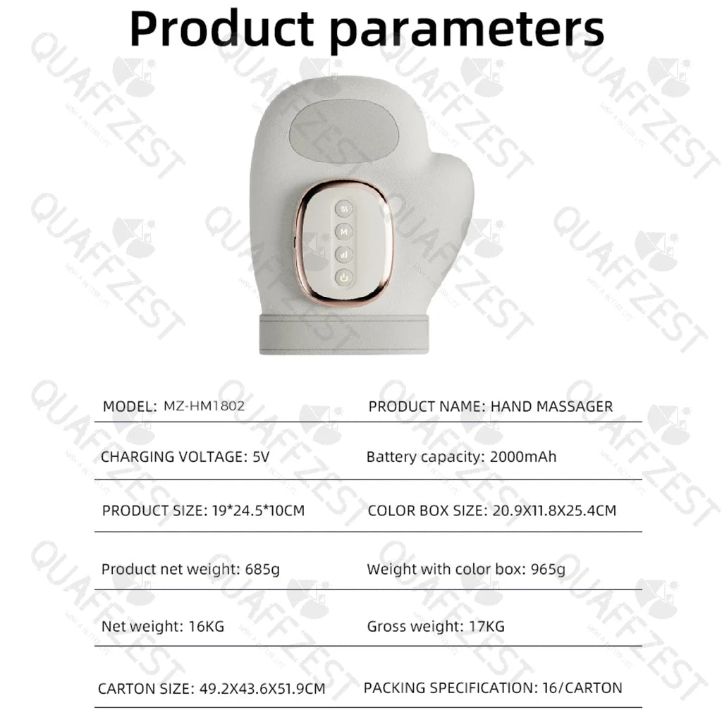Electric Hand Massager with Airbag Compress Carpal Tunnel Wrist Finger Massagers Portable Vibrating Gloves Kneading Rollers Vue