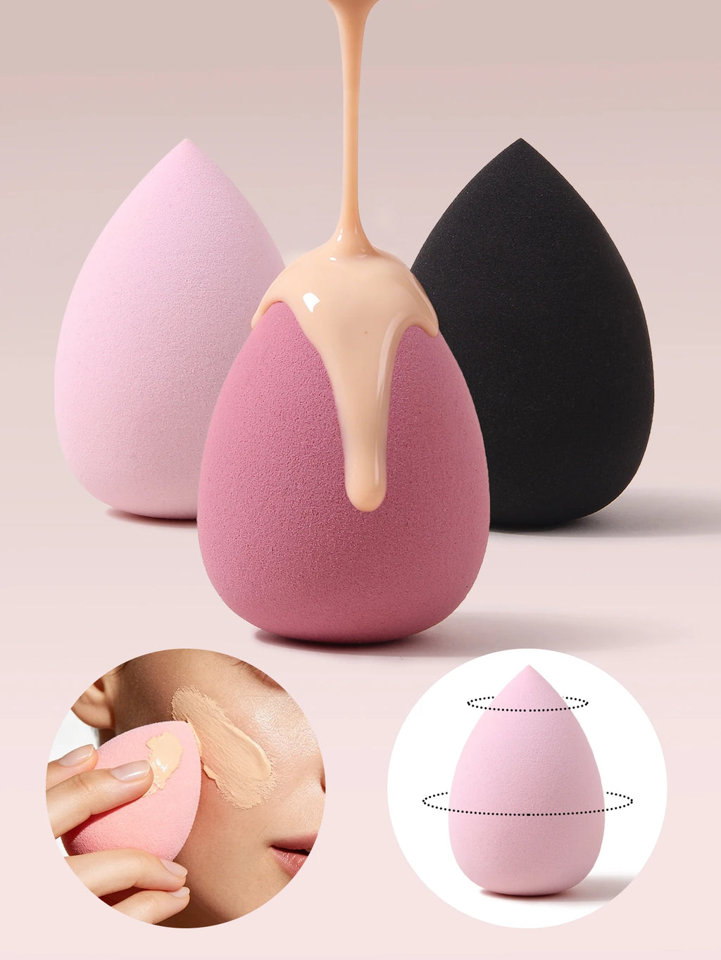 12PCS Makeup Sponge Set, Suitable For Liquid BB Cream Powder Application, Dry And Wet Dual Use Cosmetic Sponge Blender Vue