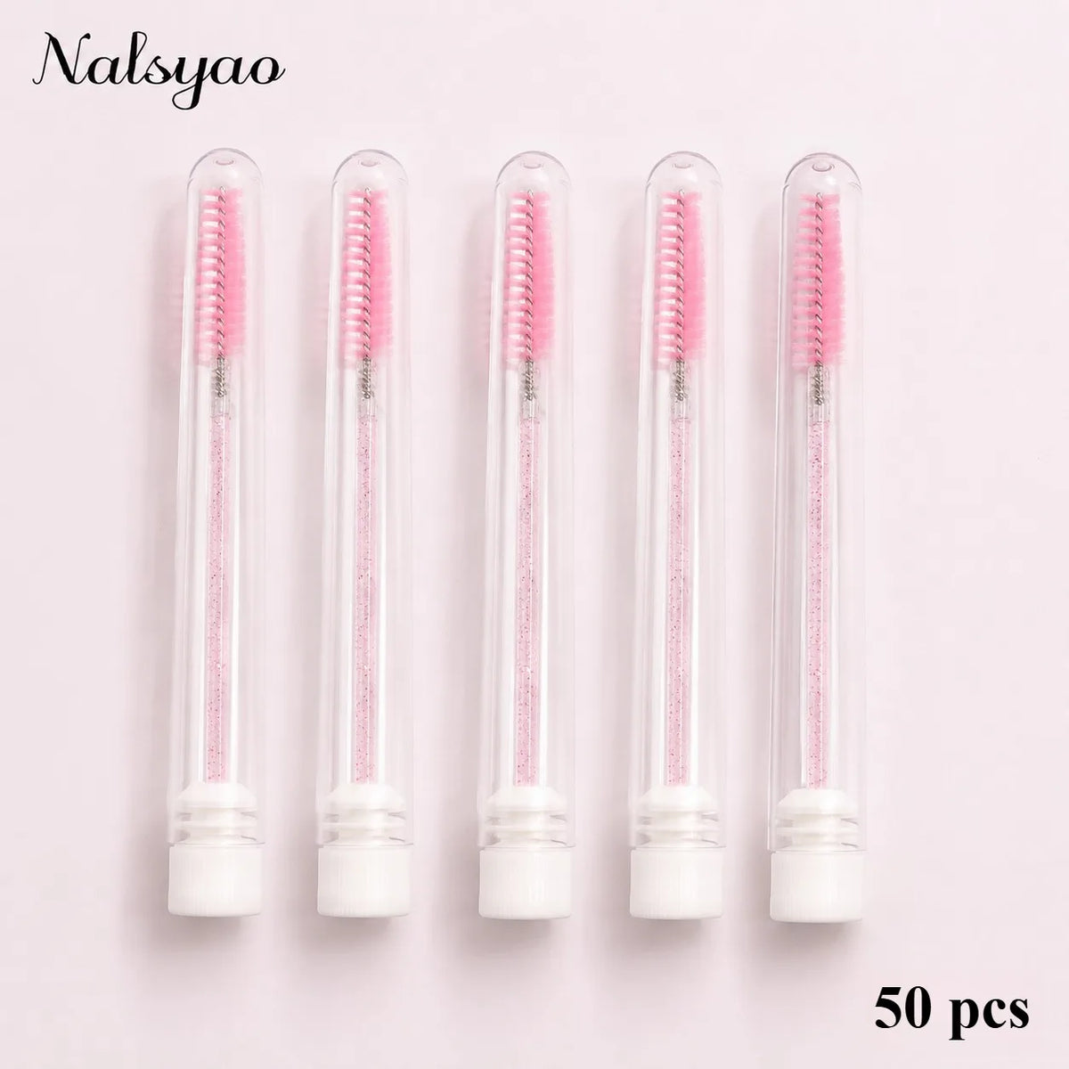 50pcs Disposable Eyelash Brushes Extension Tube Reusable Mascara Wands Eyebrow Brush Applicator Vue A35-50pcs pink Z