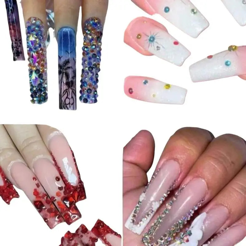 12Grids Sparkle 3D Nail Art Rhinestones+Tools 2mm Brilliant Diamond Nail Charms Nail Decoration Manicure Accessory Vue