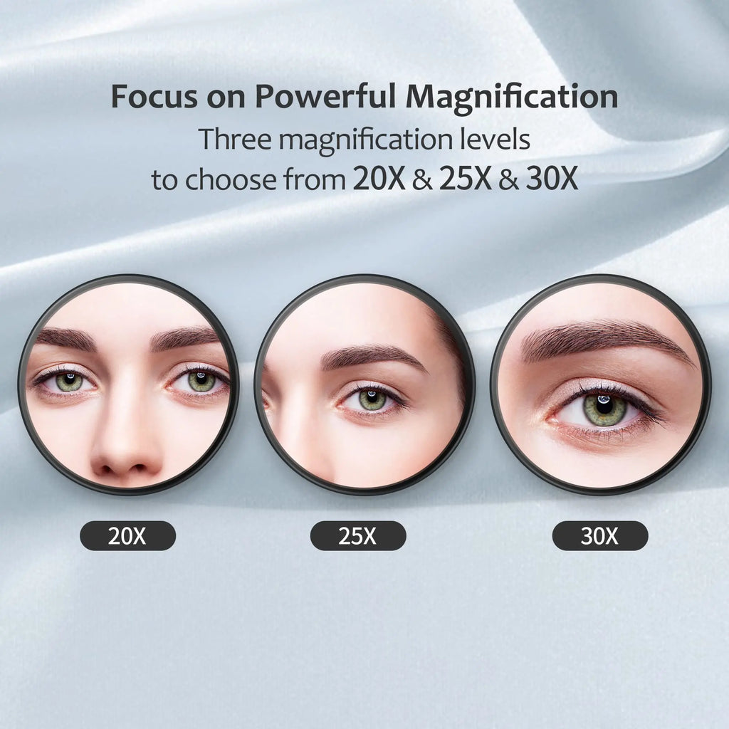 30X Magnifying Mirror, Small Magnifying Mirror with Suction Cup and Tweezers, As a Travel Mganifying Mirror, Compact Mirror Set Vue