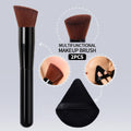 Multi‑Use Blush Brush & Powder Puff Set, Ultra‑Soft Synthetic Fiber, Perfect For Face Blush Loose Powder Contour Makeup Brush Vue black