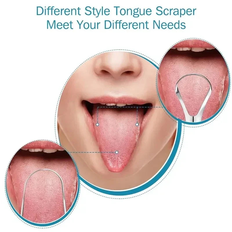 vvocci 1pc Tongue Brush Scraper Coating Cleaner TongueCoating Stainless Steel Tongue Cleaning Tongue Removing Bad Breath OralCa Vue