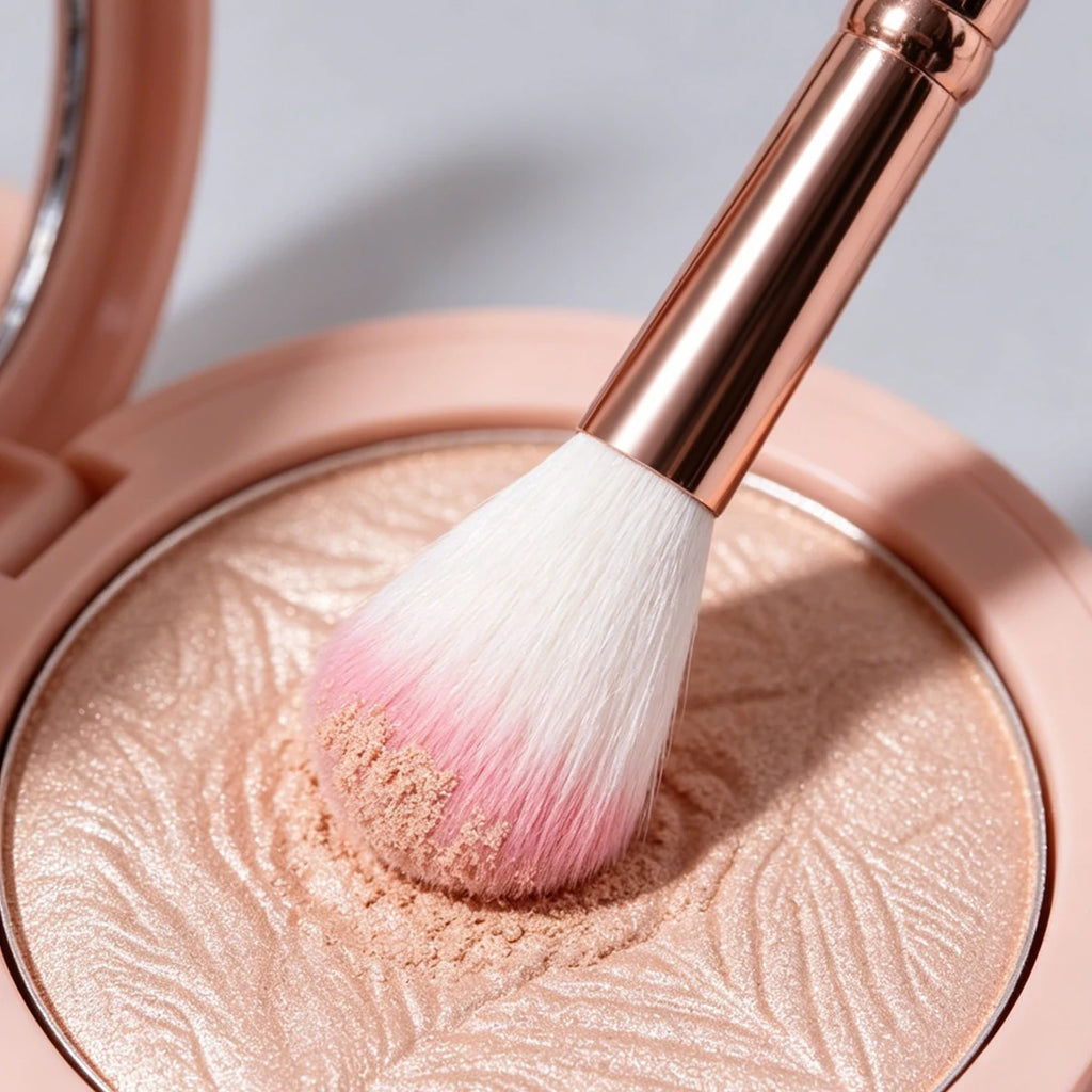 3PCS Gradient hair Highlighter Makeup Brushes, Pink Long Handle Rose Gold Ferrule Precision Powder Brush Free Shipping Precise H Vue