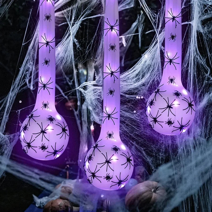 1-5PCS Illuminated Spider Nest Egg with Web Halloween Hanging Decoration for Exterior Wall Porch Yard Party Favor Prop Vue
