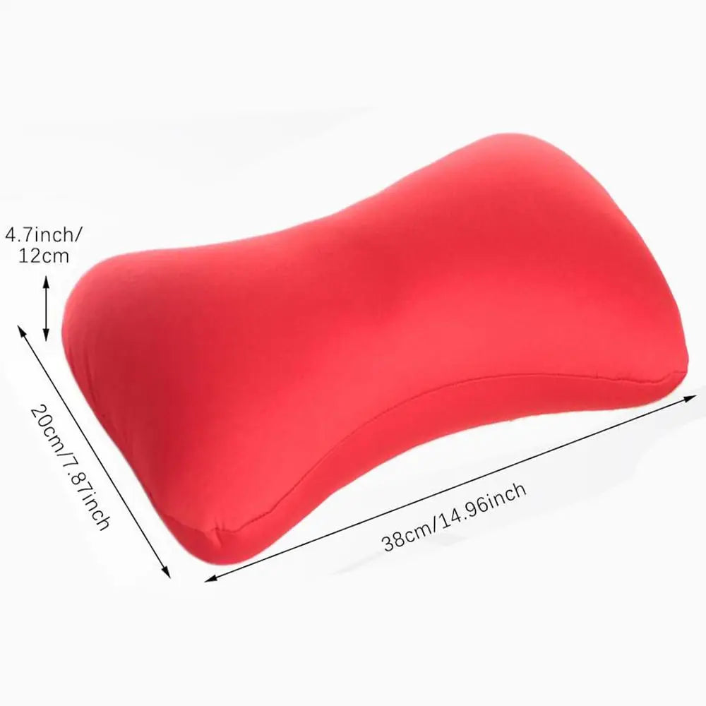 Microbead Neck Pillow Cervical Pillow Portable Support Headrest Cushion for Camping Road Trip Traveling Airplane Car Bed Flight Vue Red