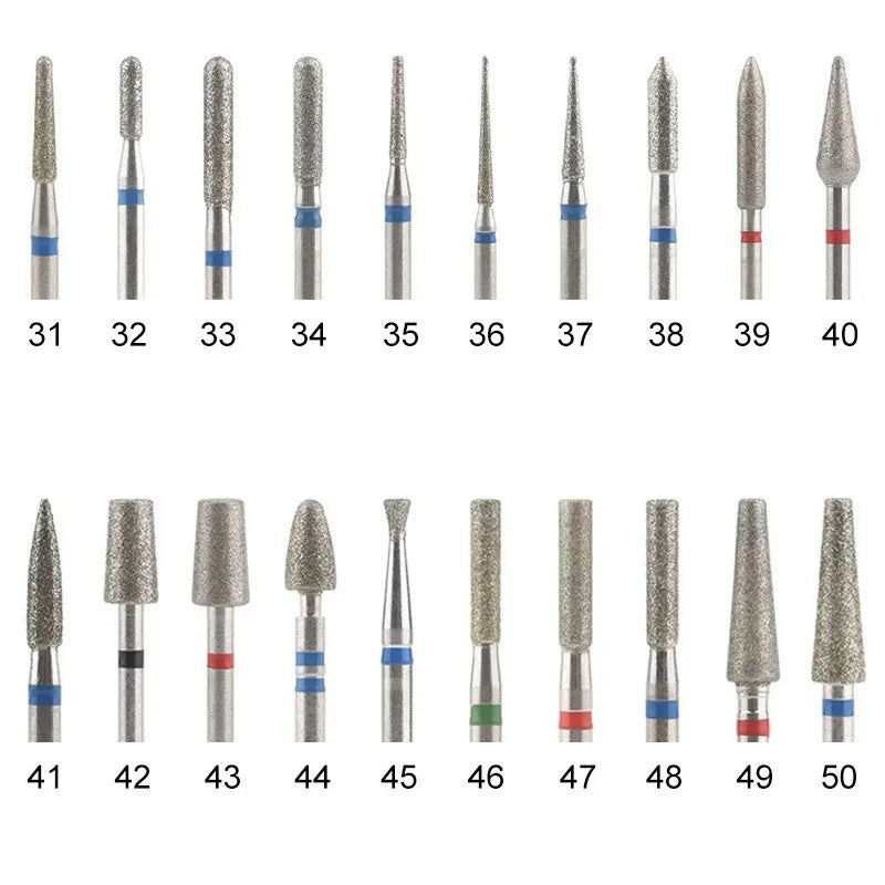 10Pcs/Set Diamond Milling Cutter Nail Drill Bits Set For Manicure Accessory Pedicure Eletric Machine Nail Bit Brush Burr Tools Vue