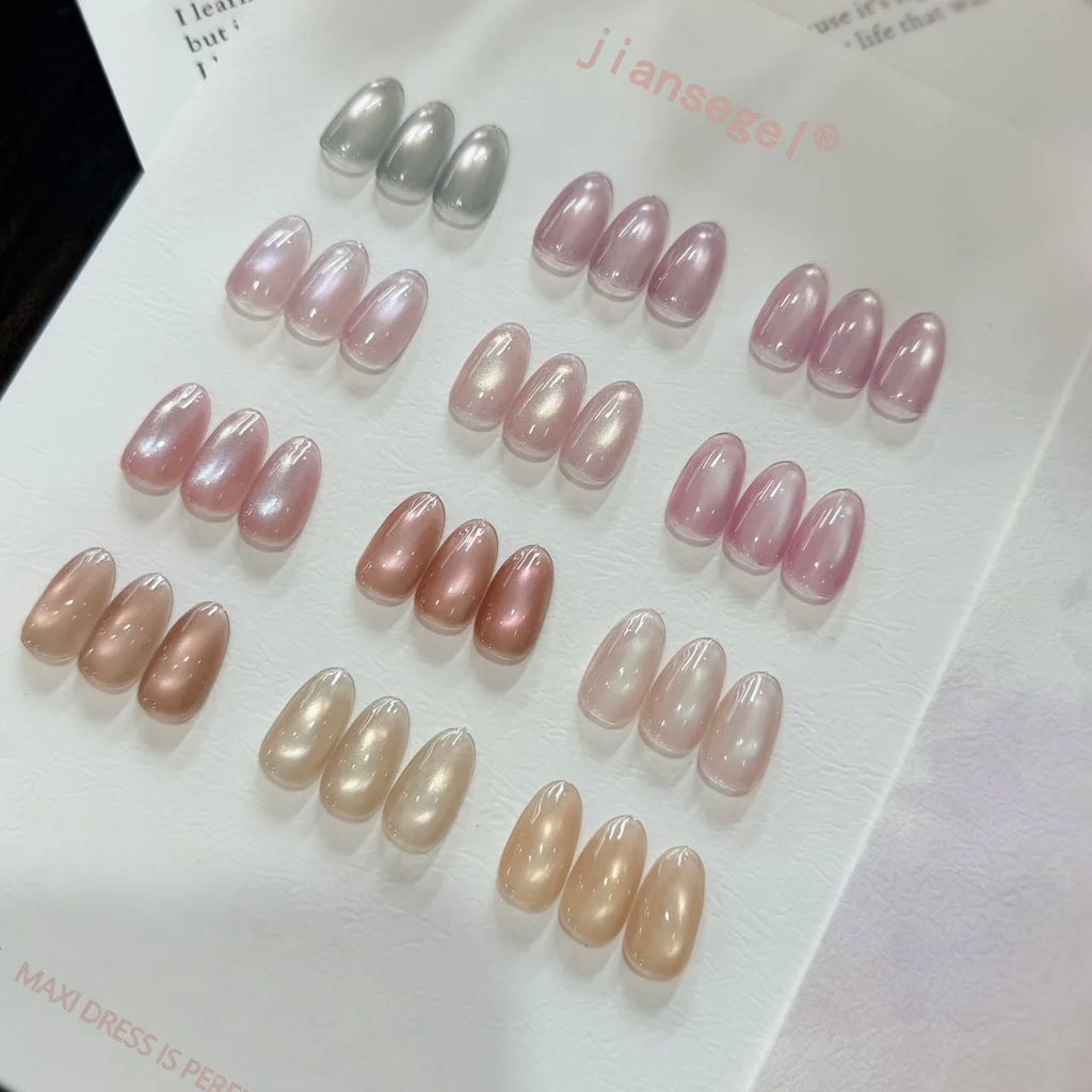 24 Color Silk Nude Cat Eye Gel Nail Polish Set, Soft Matching Colors, Includes Color Chart, Perfect for Beauty Salon Display Vue