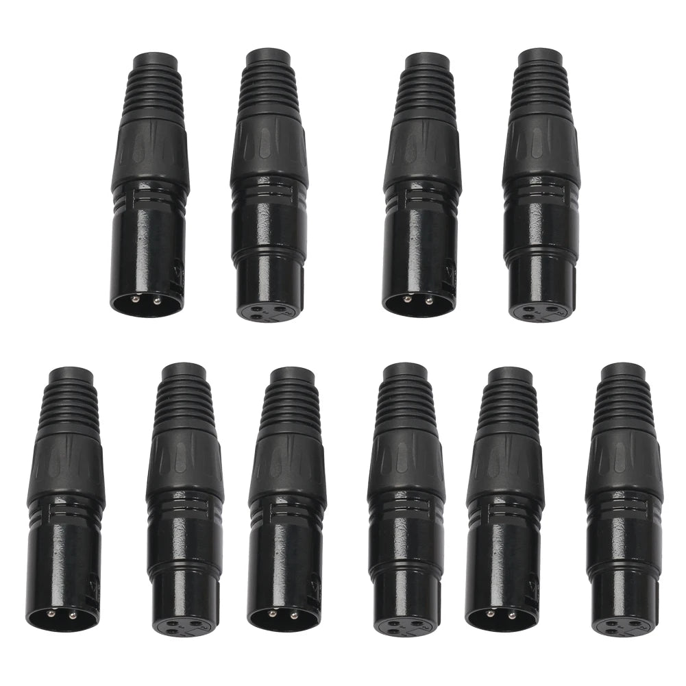 5Pairs Microphone Male and Female Plug Mini 3Pin XLR Audio Microphone Cable Connector Black Replacement for Audio Equipment Vue