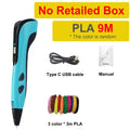 3D Pen New 3D Printing Pen LCD Display Screen 0.7mm Diameter 1.75mm PLA Filament DIY Drawing Kids Birthday Christmas Gifts Vue Blue 9M PLA