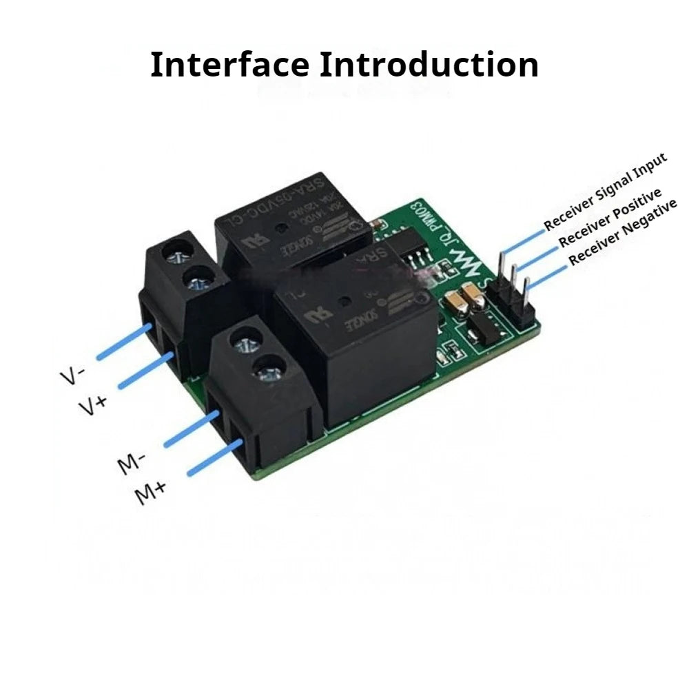 RC Model Brushed Motor Forward Reverse Relay Controller Module 4-9V 50Hz PWM 1000-2000us Signal Wireless Remote Motor Controller Vue
