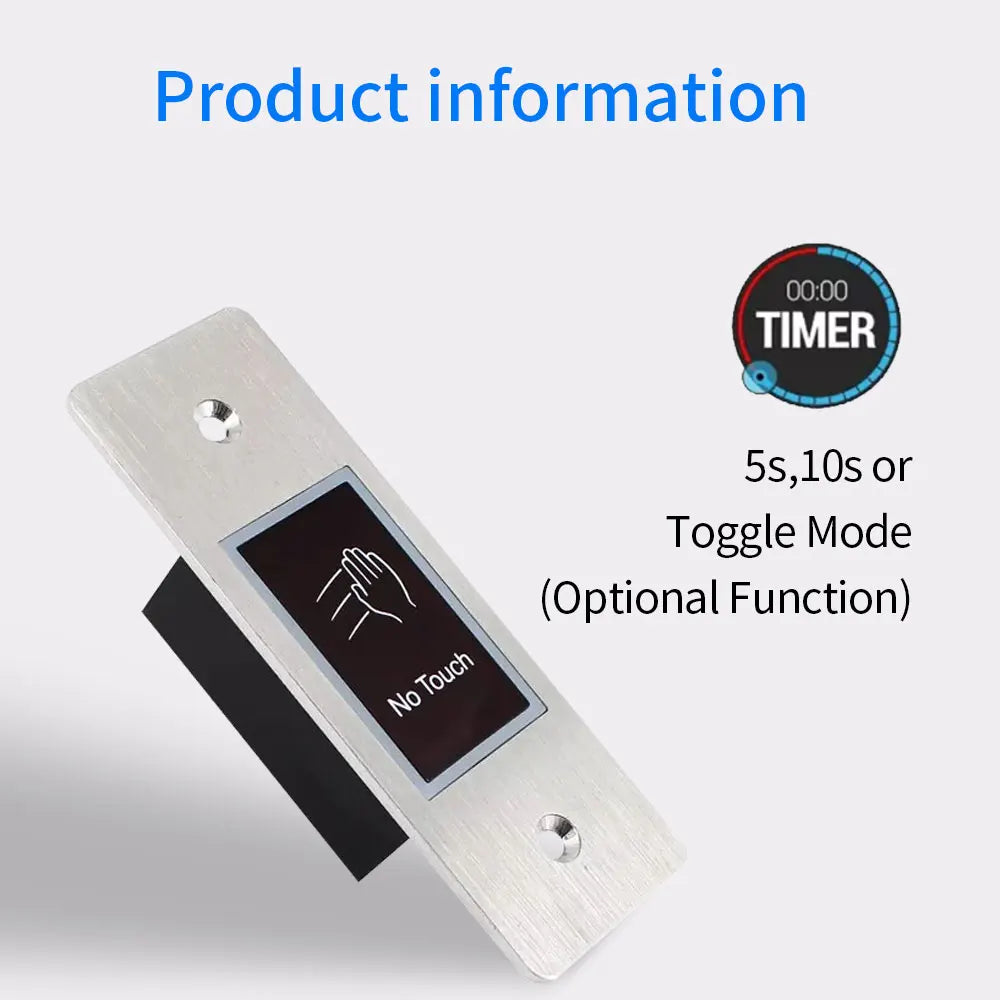 Metal Backlight Infrared Touchless Exit Release Switch Button No Touch Switch IP54 Waterproof Wired Delay Access Control System Vue