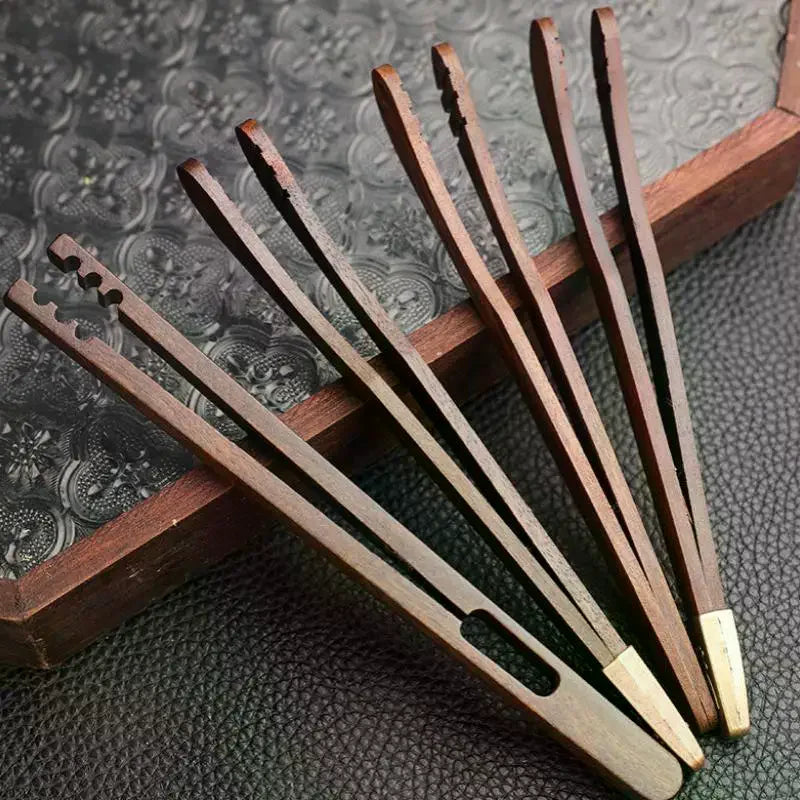 Teacup Clip Convenient Ebony Alloy Tea Tweezers Tweezer Bamboo Wooden Tea Clips Versatile Single Or Multiple Tea Clip Tongs Vue