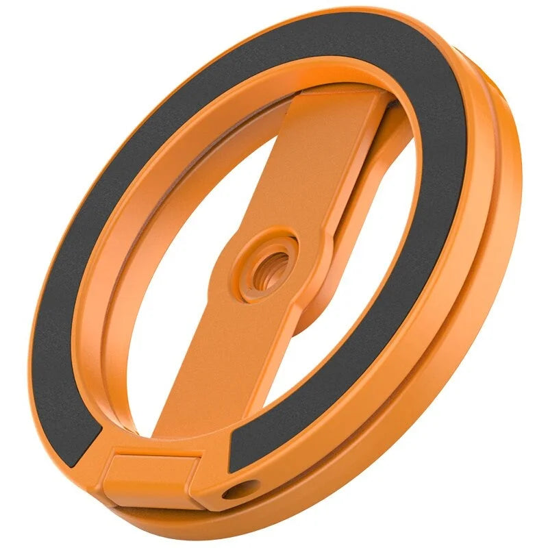 Foldable Double Sided Magnetic Phone Ring Stand 360° Rotatable Photography Bracket Universal Smartphone Grip Vue Orange