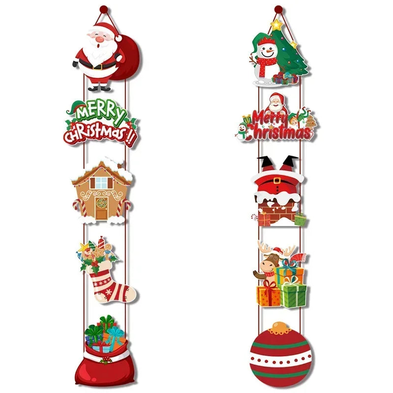 New Christmas Door Hanging Ornament with Santa Claus Banner for Holiday Party Home Decor Festival Celebration Supplies Vue Door Hangers 1Suit