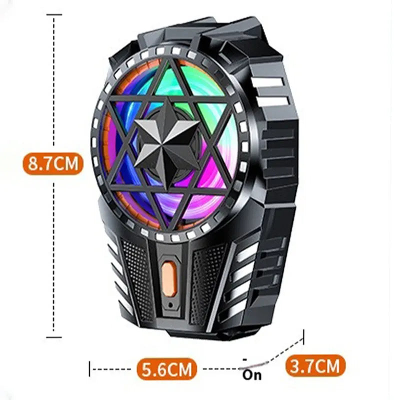 Mobile Phone Radiator with RGB Light Phone Gaming Radiator 3 Speed Adjustable Snap-On Cooling Fan for Outdoor Vlog Mobile Gaming Vue
