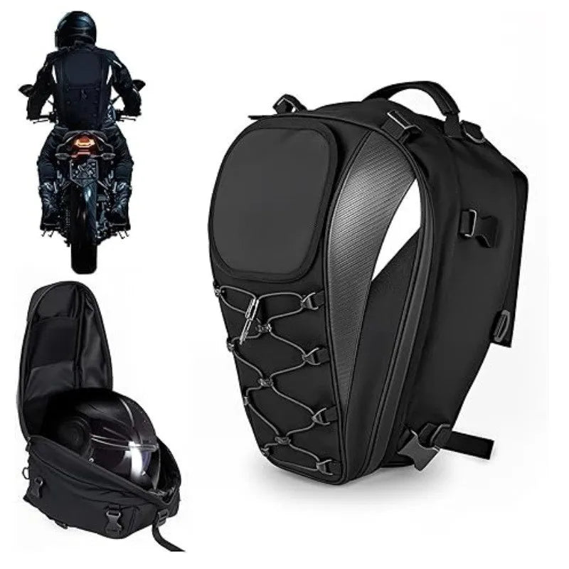 Motorcycle Rear Seat Helmet Bag Large Capacity Cycling Bag Travel Backpack Waterproof Rear Tail Bag Knight Equipment Bag Vue