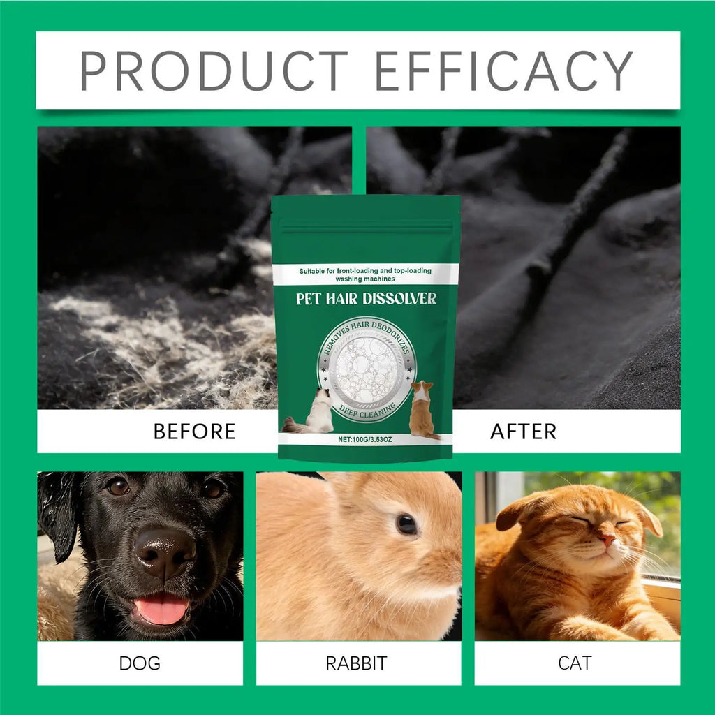 Pet Hair Dissolver Laundry Pods, Safe Fabric Care Sheets for Washing Machine, Effective Cat Dog Hair Remover for Family Home Vue