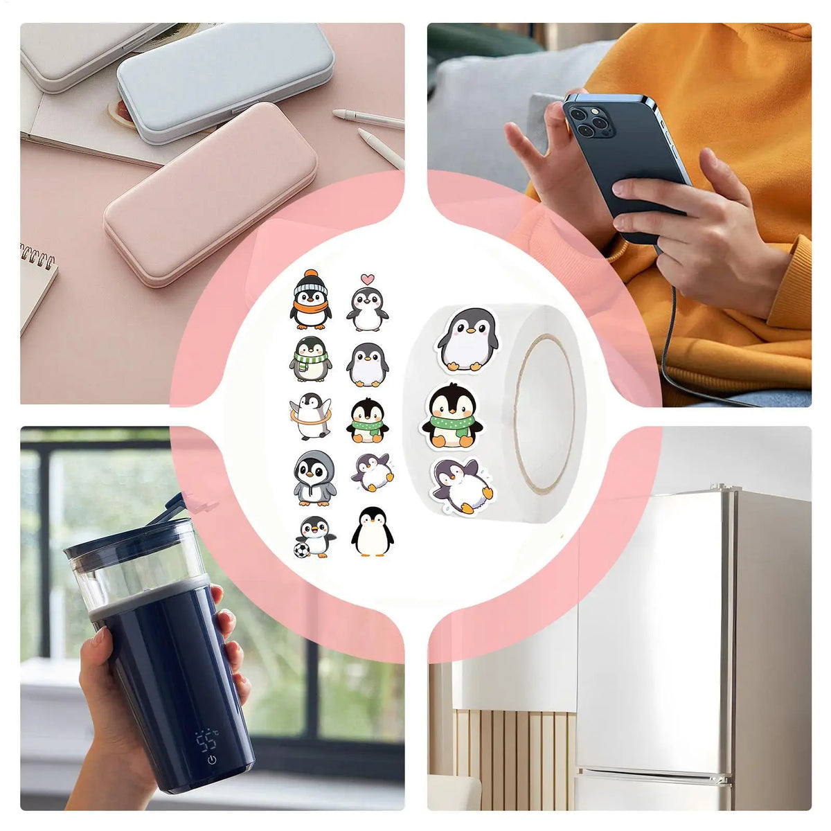 500PCS Funny Penguin Stickers, PVC Waterproof Cartoon Animal Decals, Cute Laptop Decoration for Scrapbooking DIY Crafts Gift Vue
