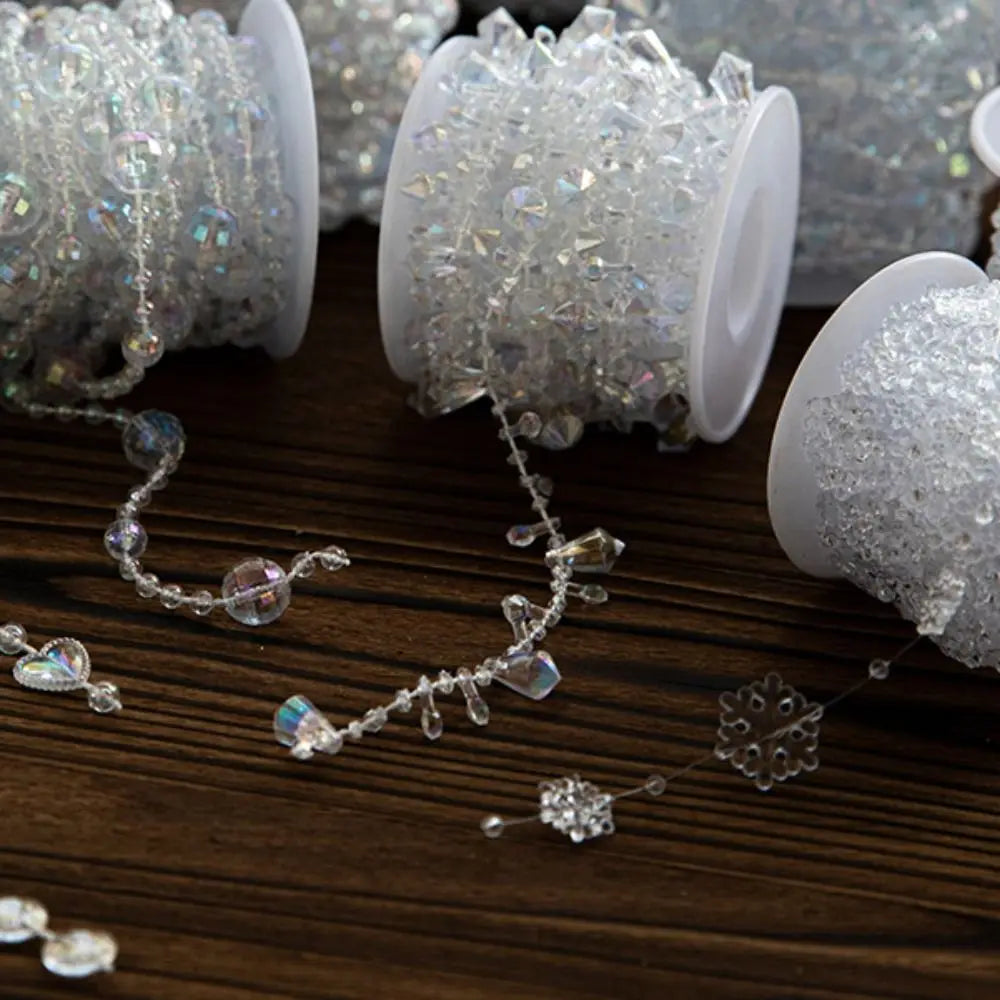Artificial Christmas Tree Bead String 5/10 Meter Imitation Pearl Christmas Decoration Fishing Line DIY Christmas Beads Chain Vue