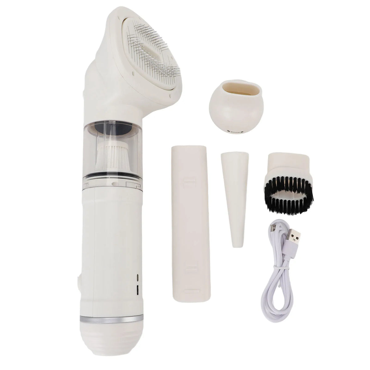Pet Grooming Vacuum Cleaner Automatic Shedding Brush Dog Vacuum Grooming Kit for Dogs Cats Bed Carpet Pet Grooming Vacuum Kit Vue WHITE