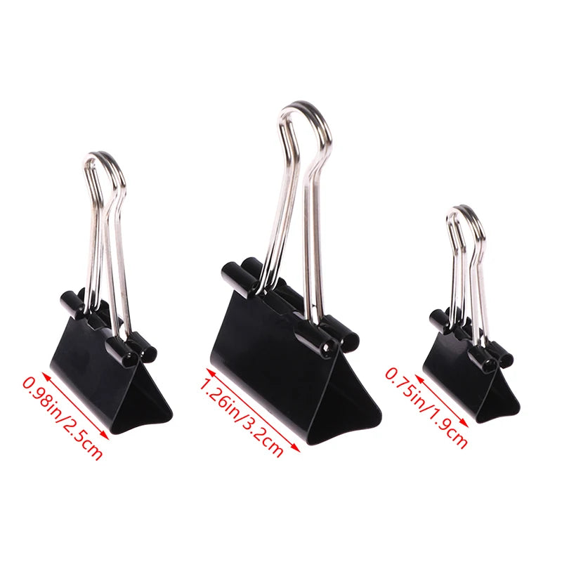 10Pcs Black Metal Binder Clips Paper Clamps Notes Letter Document Binding Clips Office Supplies Vue