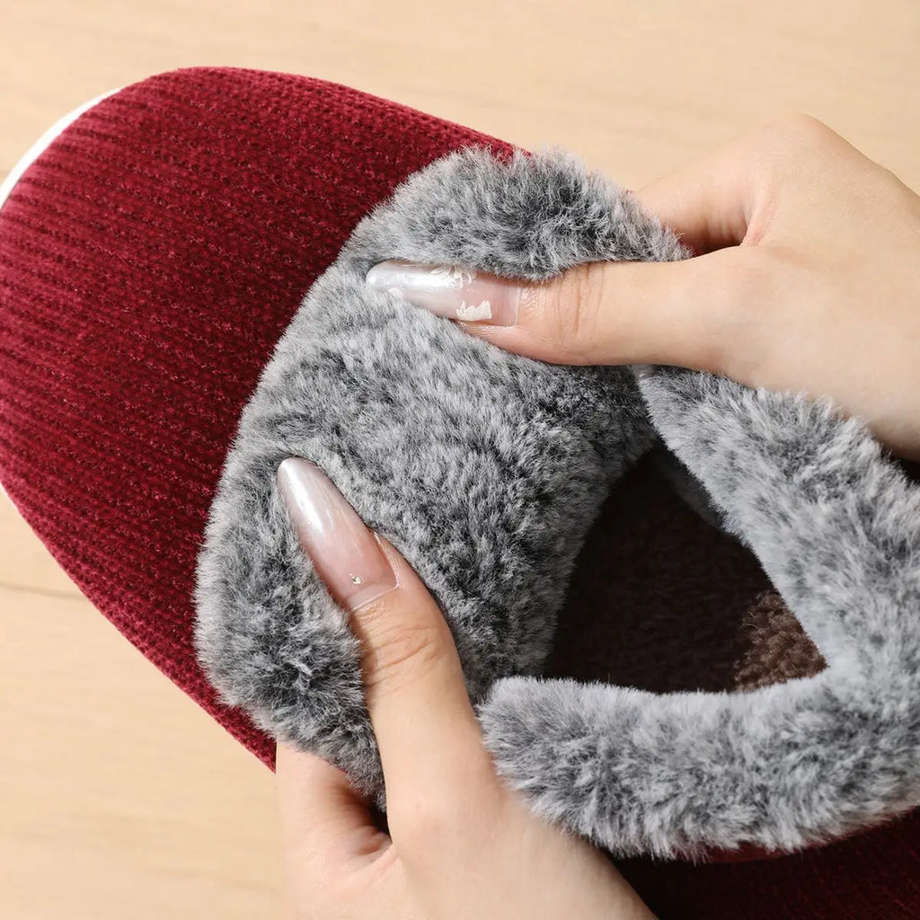 Unisex Winter Warm Cotton Slippers Thickened Anti Slip Sole Fleece Lined Closed Heel House Shoes for Indoor Bedroom Home Vue