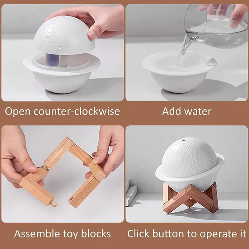 3D Moon Ultrasonic Humidifier & Aroma Diffuser with LED Light Ultrasonic Humidifier Vue