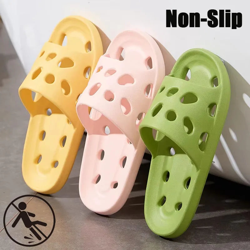 Unisex Bathroom Slippers Anti Skid Soft Sole Hollow Out Quick Dry Lightweight Quiet Indoor Shower Sandals for Summer Home Use Vue