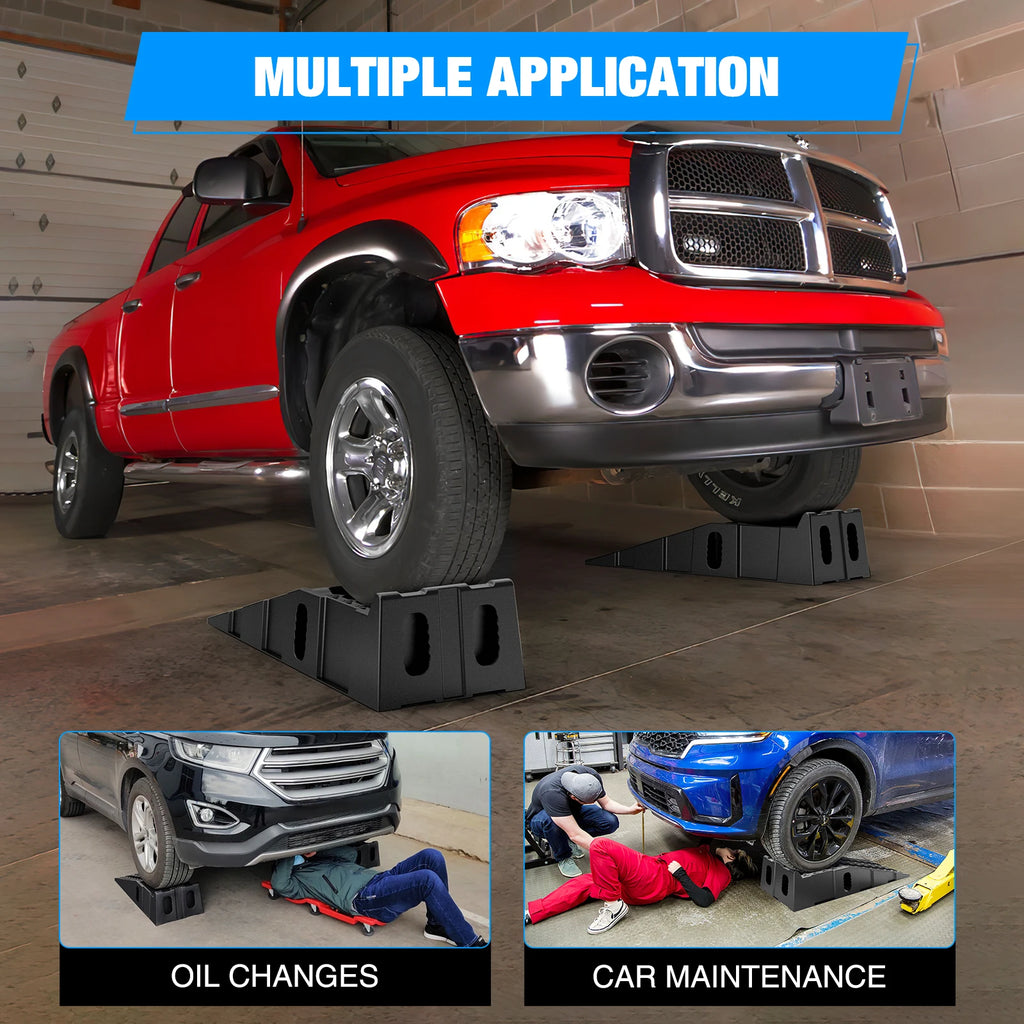 Nilight Car Leveling Ramps Levelers Lightweight Travel , Portable Vehicle Service Ramp 6.7" Lift Heavy Duty Truck Ramps for Home Garage Maintenance, 16,000lb. GVW Capacity Per Pair Vue