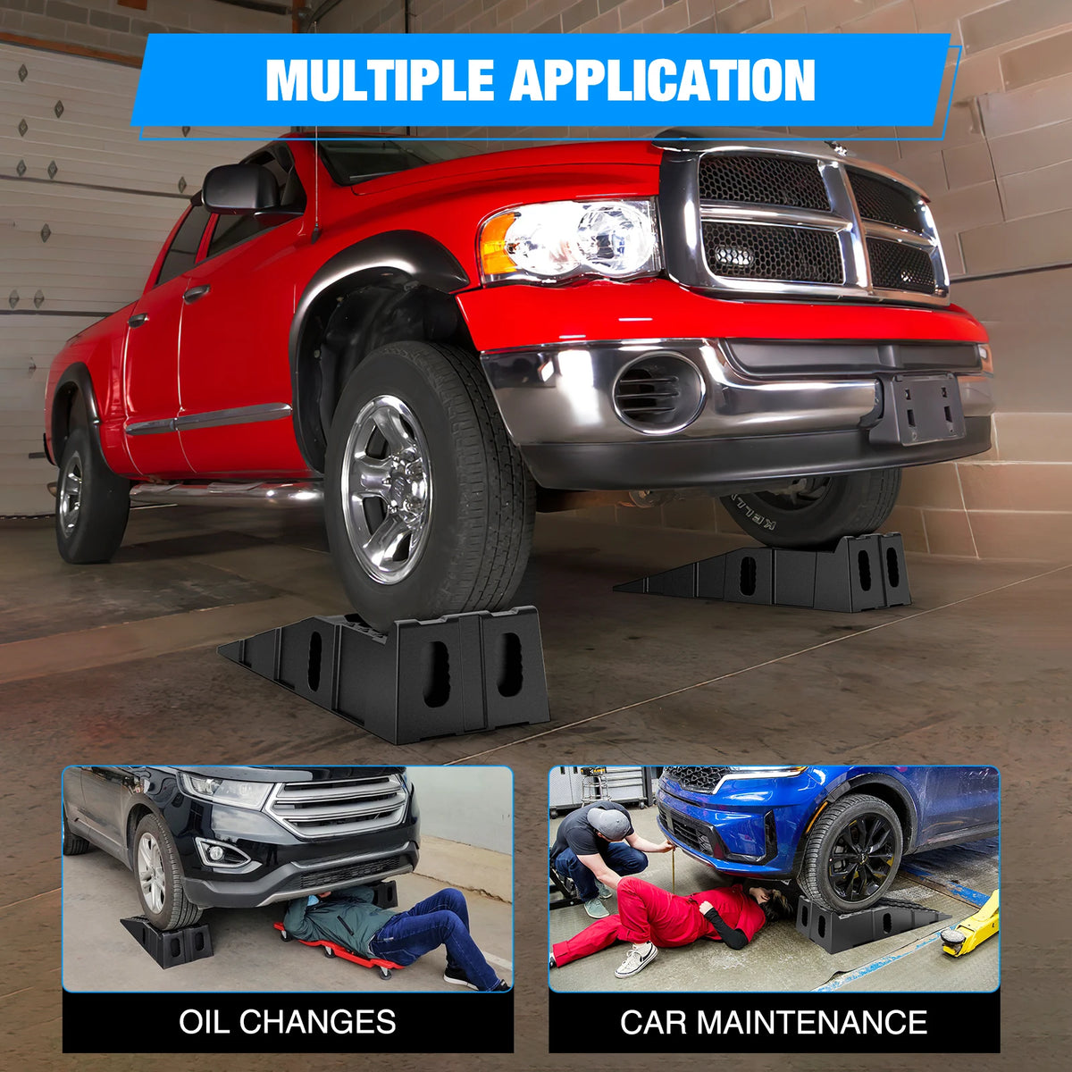 Nilight Car Leveling Ramps Levelers Lightweight Travel , Portable Vehicle Service Ramp 6.7" Lift Heavy Duty Truck Ramps for Home Garage Maintenance, 16,000lb. GVW Capacity Per Pair Vue